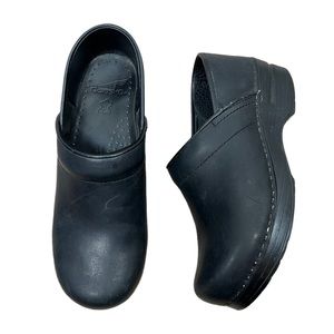 Dansko Leather Clogs Shoes Size 38 (7.5-8) Black Comfort Nurse Healthcare Casual